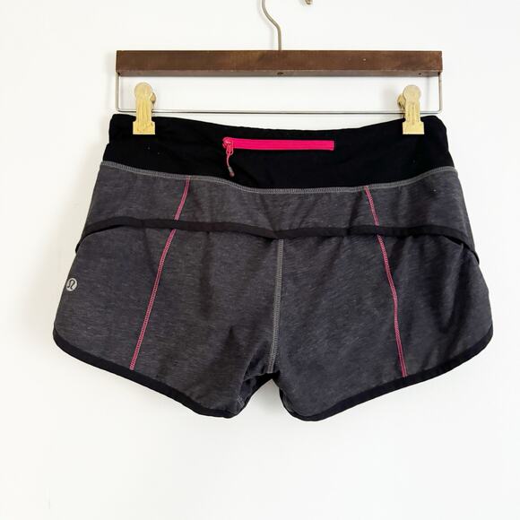 LULULEMON Speed Shorts Charcoal Gray Pink 4 - Picture 6 of 9